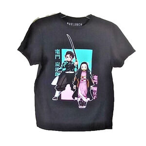 Demon Slayer T-Shirt Girls Medium Black Anime Cartoon Kimetsu No Yaiba Box Lunch